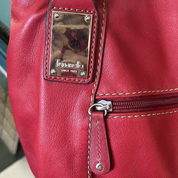 Tignanello Genuine leather Red shoulder bag purse excellent preowned condition - Picture 10 of 11